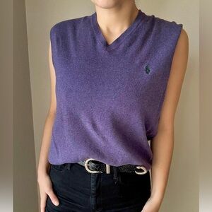 Vintage Polo Ralph Lauren Purple V-Neck sweater vest size L preppy 90s Y2K